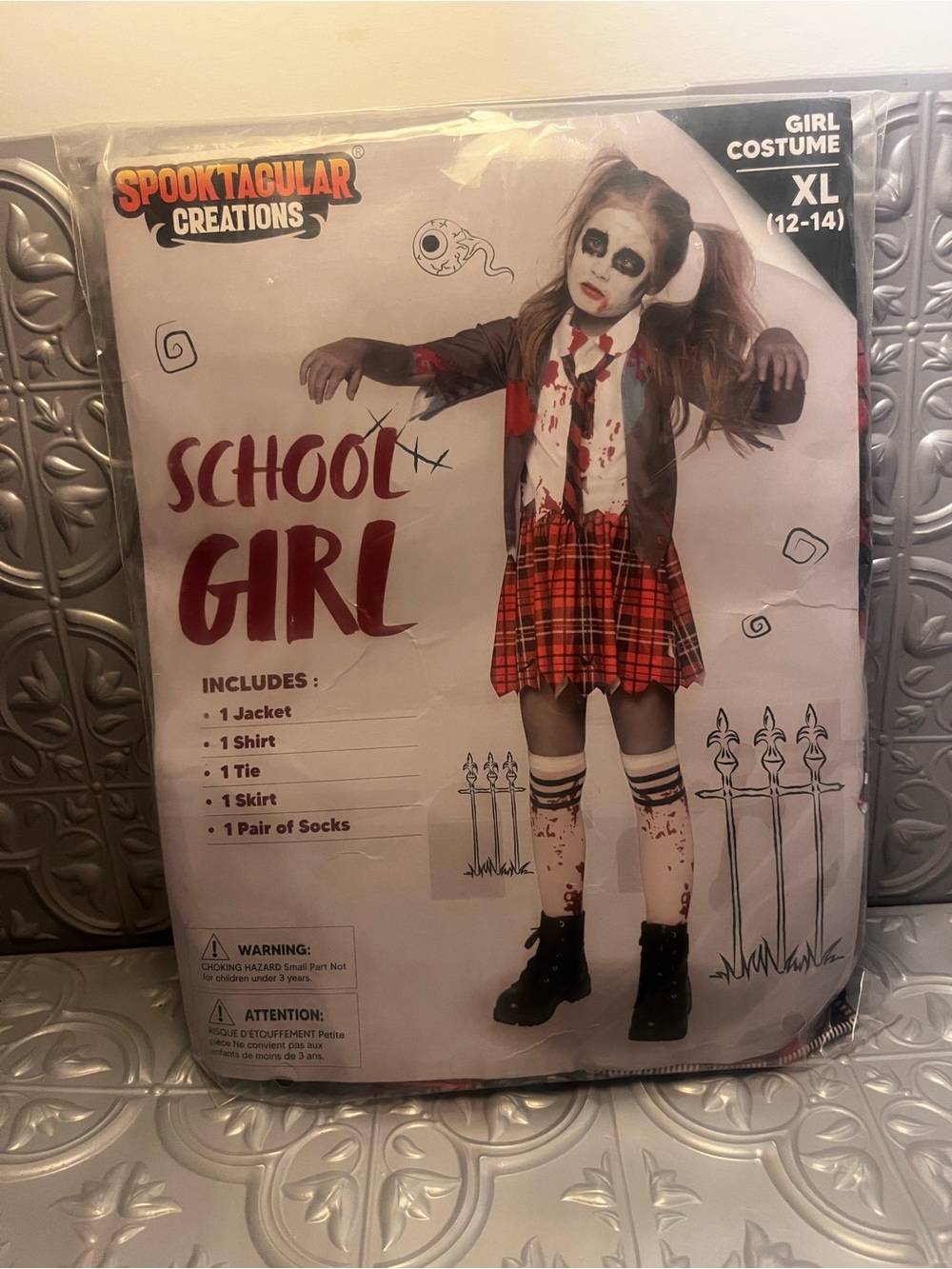 School Girl Costume for Kids - Red Plaid (XL)